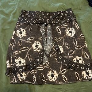 Floral Brown Wrap Skirt